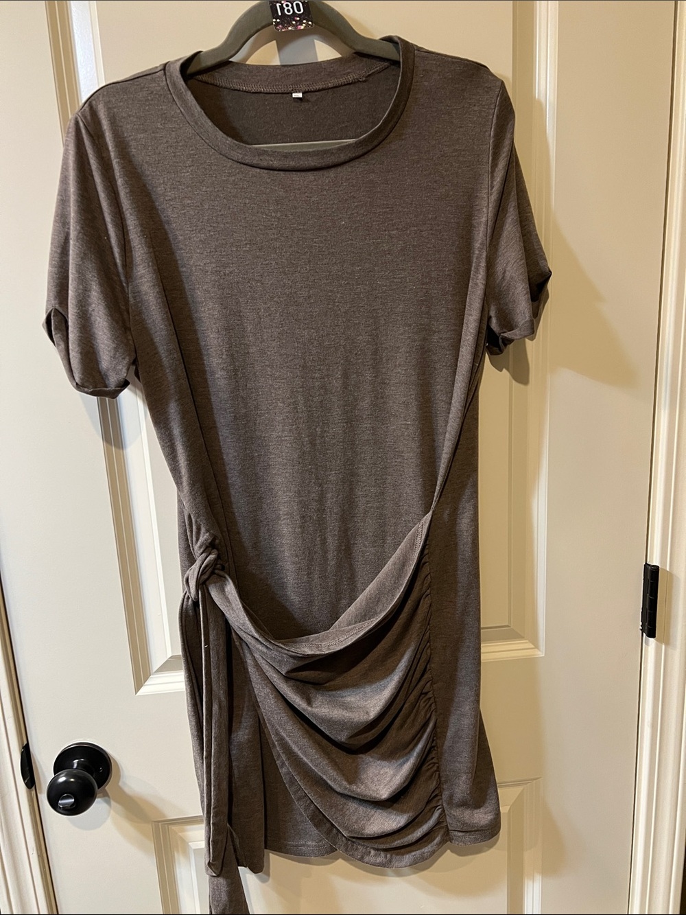Source Unknown light chocolate color Side-Knot faux wrap dress H180